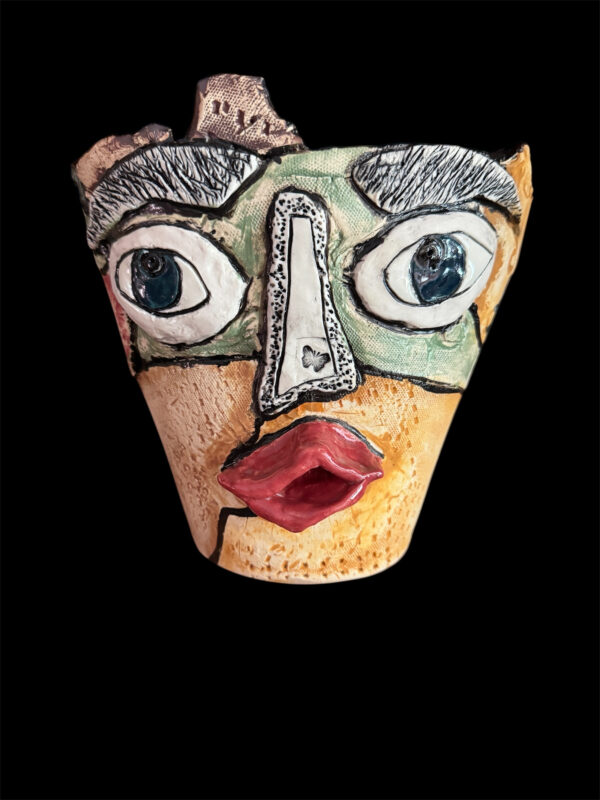 Diane-Karmiol-Oh-My-Theres-a-Butterfly-on-My-Nose-Ceramic-8x8x8-333