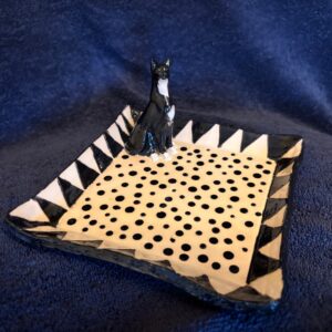 JULIE COOK - B&W cat dish - Image 1