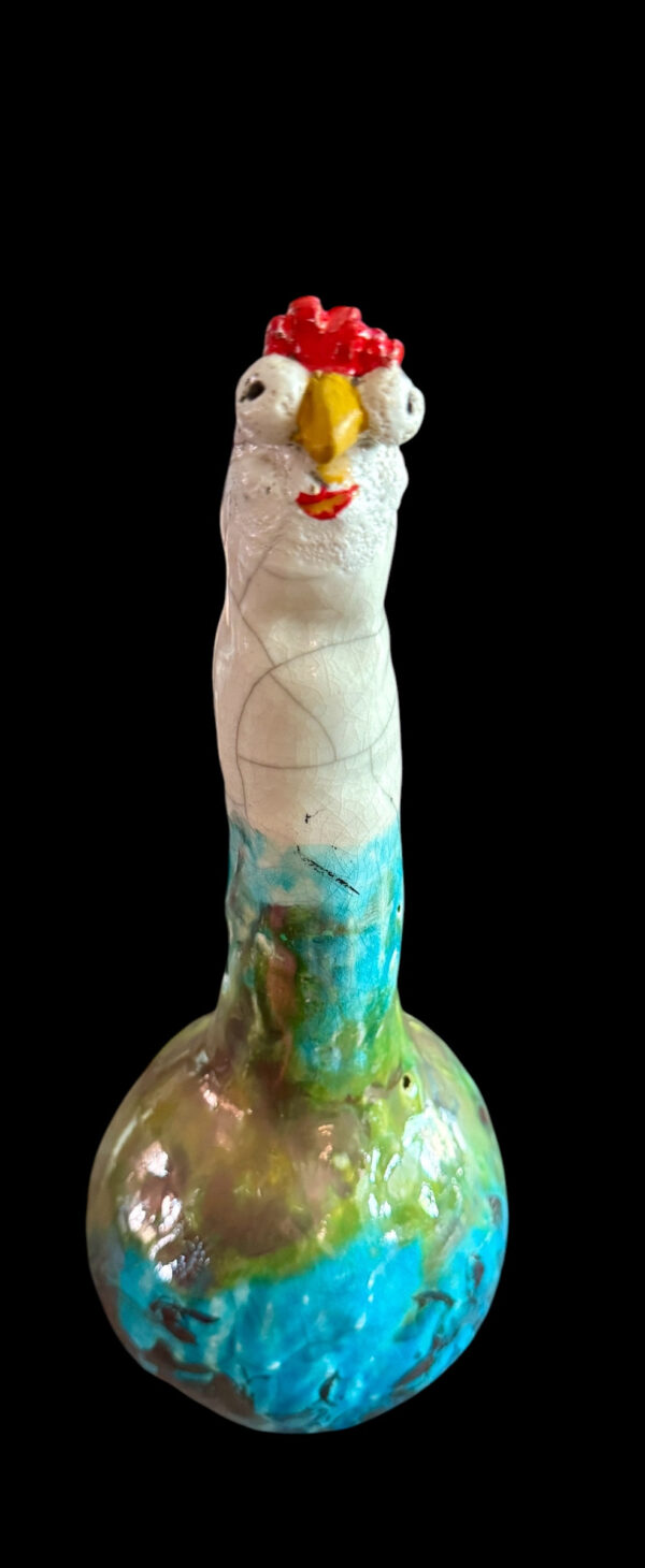 Diane-Karmiol-Chicken-Little-Ceramic-Raku-Fired-11x4-111