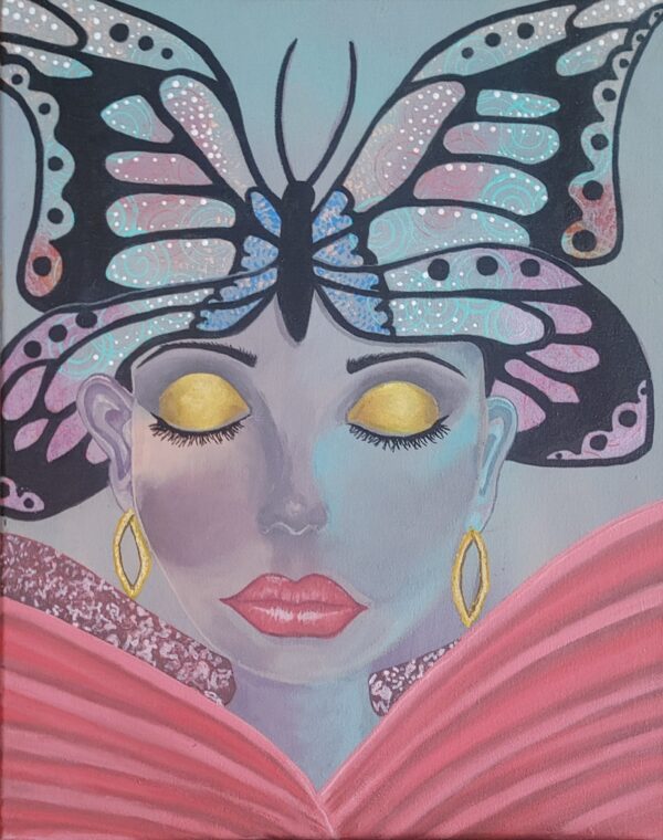 Sandy-Maranesi-Butterfly-Queen-acrylic-and-mixed-media-16X20X2