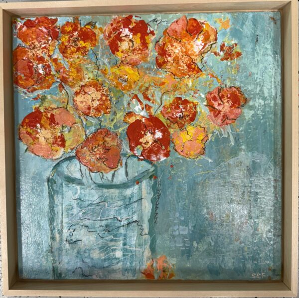 Small-Works-2025-Flower-Power-Mixed-media-13X13X2