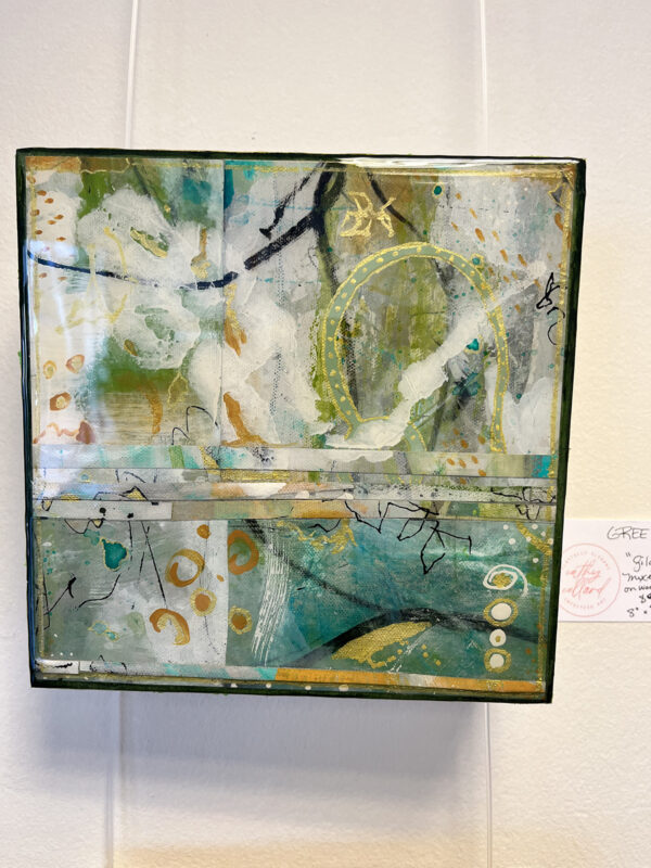 Small-Works-2025-Gilded-Green-Mixed-media-on-wood-with-resin-8X8X2